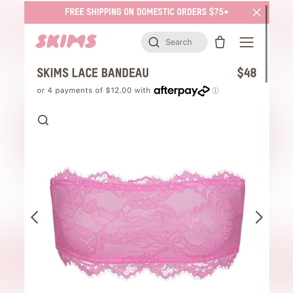 Pink sparkly Skims lace bandeau!